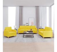 Yisssmeng Ensemble canapé 3 pièces Jaune clair : 2 & 3 places, fauteuil, polyester, bois-acier, hauteur d'assise 41 cm, ensemble canapé pour petits espaces