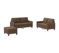 Yisssmeng Ensemble Canapé 3 Pièces Tissu Marron avec Pouf et Coussins | Salon complet modulaire en tissu respirant marron avec structure métal et contreplaqué, idéal pour séjour et bureau.