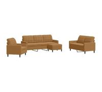 Yisssmeng Ensemble Canapé 4 Pièces en Velours Marron Métal | Cet ensemble modulaire avec pouf assorti sublime votre salon moderne en offrant une relaxation complète au quotidien.