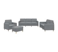 Yisssmeng Ensemble Canapé 4 Pièces Tissu avec Pouf et Coussins Gris | Ensemble complet salon comprenant fauteuil, canapés 2 et 3 places avec repose-pied pour votre espace de vie.