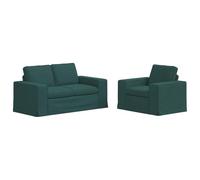 Yisssmeng Ensemble Canapé Sectionnel 2 Pcs en Tissu Vert Foncé pour Salon