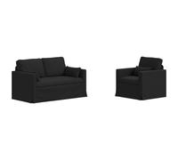 Yisssmeng Ensemble Canapé Sectionnel 2 Pcs Noir Tissu Métal Salon