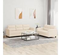 Yisssmeng Ensemble de 2 canapés en microfibre beige 150/210 x 77 cm - Structure en bois et métal robuste - Canapé confortable avec coussins - Ensemble canapé-lit moderne pour salon, bureau, loft