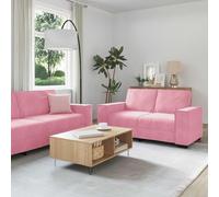 Yisssmeng Ensemble de 3 canapés en velours avec fauteuil, 2 places, 3 places, 99/160/220 x 78 x 84 cm, moderne, pour petits grands espaces, rose