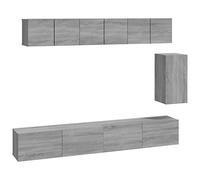 Yisssmeng Ensemble de 6 meubles TV modernes en bois Sonoma 3 x 60 x 30 x 30 cm, 2 x 100 x 30 x 30 cm, 1 x 30 x 30 cm, 1 x 30,5 x 30 x 60 cm, montage mural pour salon et chambre à coucher