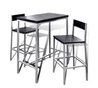 Yisssmeng Ensemble de bar pour petit déjeuner avec 1 table haute et 2 | Meuble de bar compact pour les petits espaces comme la cuisine ou le jardin d'hiver avec chaises de bar encastrables et MDF