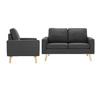 Yisssmeng Ensemble de canapé 2 places et fauteuil, cadre en pin, gris foncé, 77 x 71 x 80 cm, pour salon et bureau