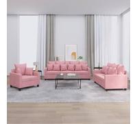 Yisssmeng Ensemble de canapé 3 pièces en velours rose 78/138/198 x 77 x 80 cm avec grands coussins - Design moderne - Structure en métal robuste - Pour salon, chambre à coucher
