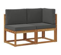 Yisssmeng Ensemble de canapé de jardin 2 pièces en bois d'acacia massif, canapé d'angle et canapé central, mobilier modulaire pour terrasse et jardin, naturel et anthracite, 122 x 63 x 73 cm