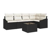 Yisssmeng Ensemble de canapé de jardin 6 pièces en rotin marron | Fauteuil d'angle modulable pour 5 personnes avec table et coussin ainsi que sac pour terrasse et arrière-cour.