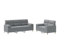 Yisssmeng Ensemble de Canapés 2 et 3 Places Tissu Gris Clair | Salon moderne complet avec assise rembourrée en mousse et cadre robuste en métal et contreplaqué pour le séjour.