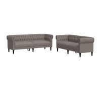 Yisssmeng Ensemble de Canapés 2 Pcs Salon Tissu Rembourré Taupe | Mobilier moderne pour salon comprenant un divan 2 places et un divan 3 places avec structure robuste en bois massif.