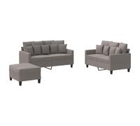 Yisssmeng Ensemble de Canapés 3 Pcs avec Pouf et Coussins Taupe | Salon modulable 3 pièces comprenant 2 canapés et 1 repose-pieds rembourrés avec 16 coussins inclus pour votre séjour.