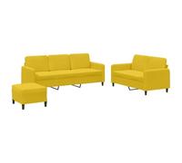 Yisssmeng Ensemble de Canapés 3 Pcs Velours Jaune avec Pouf | Salon moderne avec assise rembourrée en mousse, structure en métal et contreplaqué stable pour moments de détente.