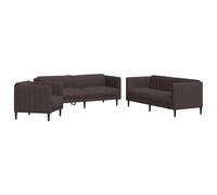 Yisssmeng Ensemble de Canapés 3 Pièces Salon Tissu Rembourré Marron Foncé