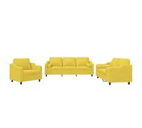 Yisssmeng Ensemble de Canapés 3 Pièces Tissu et Métal Jaune Clair Salon | Set complet de 3 assises rembourrées en mousse avec coussins pour salon moderne et séjour.