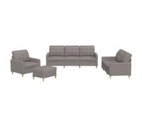 Yisssmeng Ensemble de Canapés 4 Pcs avec Coussins Salon Taupe Tissu | Salon et séjour: salon complet 4 pièces rembourré avec pouf polyvalent et structure solide en métal et contreplaqué.