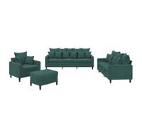 Yisssmeng Ensemble de Canapés 4 Pièces en Velours Vert Foncé avec Pouf | Assise modulaire complète avec rembourrage moelleux et structure robuste, idéale pour embellir votre salon ou séjour.