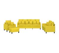 Yisssmeng Ensemble de Canapés 4 Pièces Tissu Jaune Clair Salon | Salon complet 4 pièces moderne en tissu respirant avec structure en métal et contreplaqué pour votre séjour.