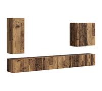Yisssmeng Ensemble de Meuble TV Mural 6 Pcs Coloris Bois Ancien | Optimisez votre salon avec cet ensemble modulable au style industriel, offrant un grand espace de rangement suspendu.