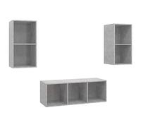 Yisssmeng Ensemble de Meuble TV Suspendu 3 Pcs Gris Béton | Optimisez l'espace de votre salon avec cet ensemble mural moderne offrant un grand rangement pour vos appareils Hifi.