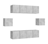 Yisssmeng Ensemble de Meuble TV Suspendu 6 Pcs Gris Béton | Optimisez l'espace de votre salon avec cet ensemble mural moderne offrant un grand rangement pour vos appareils Hifi.