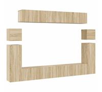 Yisssmeng Ensemble de Meuble TV Suspendu 8 Pièces Chêne Sonoma | Design flottant moderne pour salon, offrant un grand espace de rangement en bois d'ingénierie durable.