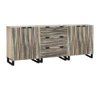 Yisssmeng Ensemble de meubles de salle de bain 3 pièces - Blanc - Armoire de salle de bain avec 3 tiroirs et 4 portes - Commode en bois - 180 x 33 x 75 cm