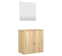 Yisssmeng Ensemble de meubles de salle de bain aspect chêne 2 pièces composé d'un meuble de lavabo suspendu au mur de 48 x 25 x 48 cm et d'un miroir de 40 x 40 cm, meuble de salle de bain peu