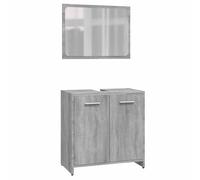 Yisssmeng Ensemble de meubles de salle de bain avec miroir, en bois Sonoma gris, armoire de 60 x 33 x 61 cm, miroir de 60 x 37 cm, ensemble de salle de bain compact pour espace de rangement
