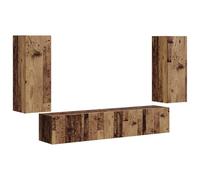 Yisssmeng Ensemble de Meubles TV Muraux 4 Pièces Bois Ancien | Optimisez l'espace de votre salon avec cet ensemble suspendu moderne comprenant quatre caissons en bois d'ingénierie.