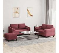 Yisssmeng Ensemble de salon 3 pièces avec canapé d'angle Recamiere avec 2 canapés 2 places de 138 cm et tabourets, style vintage, tissu velours 100 % polyester, structure robuste, design moderne pour