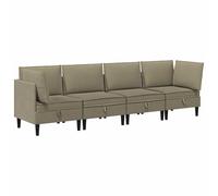 Yisssmeng Ensemble de salon 4 pièces, canapé modulaire moderne avec 2 éléments d'angle et 2 sièges centraux, housse en tissu kaki robuste, ensemble de canapé confortable pour 4 personnes, meubles