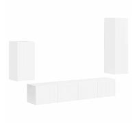 Yisssmeng Ensemble Meuble TV 4 Pcs Blanc Brillant Bois d'Ingénierie | Ensemble de 4 armoires murales suspendues pour salon moderne, offrant un rangement discret et élégant.