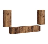 Yisssmeng Ensemble Meuble TV 4 Pcs en Bois d'Ingénierie pour Salon | Meubles de rangement modulables coloris bois ancien, idéaux pour optimiser l'espace du salon ou du bureau.