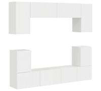 Yisssmeng Ensemble Meuble TV 5 Pcs Blanc Brillant Bois d'Ingénierie | Ensemble mural de 5 éléments pour salon, offrant un grand espace de rangement avec 7 portes et une finition moderne.