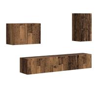 Yisssmeng Ensemble Meuble TV Mural 4 Pcs, Bois d'Ingénierie Coloris Ancien | Optimisez l'espace de votre salon avec ce lot de 4 rangements suspendus robustes en bois d'ingénierie.