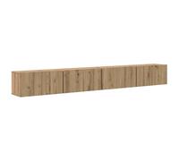 Yisssmeng Ensemble Meuble TV Mural 4 Pcs Coloris Chêne 60x30x30 cm | Idéal pour le salon, ce set flottant optimise l'espace au sol avec élégance et offre un rangement discret.