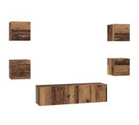 Yisssmeng Ensemble Meuble TV Mural 6 Pcs Bois d'Ingénierie Coloris Ancien | Optimisez l'espace de votre salon avec cet ensemble flottant au design moderne, robuste et facile d'entretien.