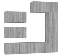 Yisssmeng Ensemble Meuble TV Mural 6 Pcs Bois d'Ingénierie Gris Sonoma | Design flottant et modulable offrant un grand espace de stockage pour organiser votre salon de manière moderne.