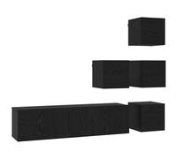 Yisssmeng Ensemble Meuble TV Mural 6 Pcs Chêne Noir Bois d'Ingénierie
