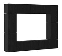 Yisssmeng Ensemble Meuble TV Mural 8 Pcs Chêne Noir Bois d'Ingénierie | Optimisez votre salon avec ces meubles suspendus dotés de 8 portes battantes et 4 étagères pour un rangement ordonné.