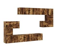 Yisssmeng Ensemble Meuble TV Suspendu 10 Pcs Chêne Fumé | Optimisez votre salon avec cet ensemble mural en bois d'ingénierie offrant dix modules de rangement.