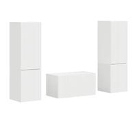 Yisssmeng Ensemble Meuble TV Suspendu 5 Pièces Blanc Bois d'ingénierie | Rangement mural modulaire pour salon ou bureau avec niches ouvertes et fermées en coloris blanc moderne.