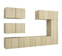 Yisssmeng Ensemble Meuble TV Suspendu 6 Pcs en Bois d'Ingénierie | Lot de 6 caissons flottants pour salon, offrant un grand espace de rangement avec une finition coloris chêne.