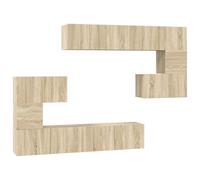 Yisssmeng Ensemble Meuble TV Suspendu 8 Pcs Bois d'Ingénierie | Ensemble de rangement mural modulable coloris chêne sonoma pour le salon, robuste et facile à nettoyer.