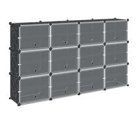 Yisssmeng Étagère cube avec 12 compartiments et portes, étagère modulaire emboîtable en plastique PP, étagère de rangement flexible pour livres et objets du quotidien, 165,5 x 31,5 x 93,5 cm, noire