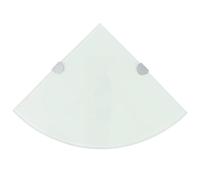 Yisssmeng Étagère d'angle Murale en Verre Trempé Blanc 25x25 cm | Support d'angle mural en verre securit pour ranger shampooings et objets dans la salle de bain ou cuisine.