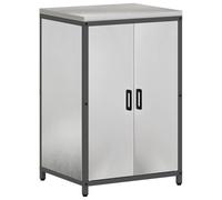 Yisssmeng Étagère de cuisine à 2 portes, armoire de cuisine en acier robuste, étagère en métal pour rangement de cuisine, argent, 60 x 50 x 92 cm pour l'ordre et le rangement