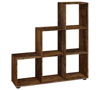 Yisssmeng Étagère escalier en chêne fumé - 107 cm - Étagère en bois avec 6 compartiments - Bibliothèque moderne et séparateur de pièce pour salon et bureau - 104 x 29 x 107 cm